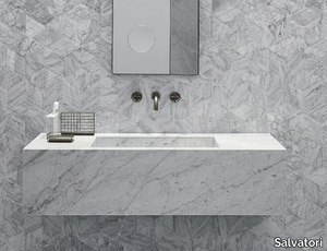 STILETTO - Wall-mounted rectangular marble washbasin _ Salvatori