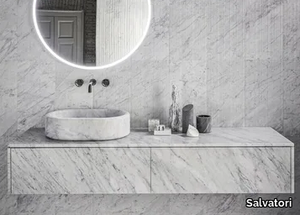 BALNEA - Wall-mounted sectional marble vanity unit with drawers _ Salvatori