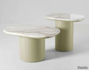 GEMINI SOFT - Rectangular marble coffee table with leather base _ Secolo