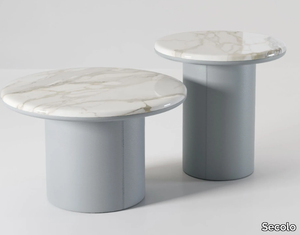 GEMINI - Round marble coffee table with leather base _ Secolo