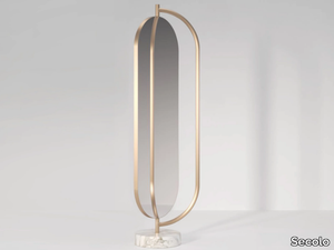 GIOVE - Freestanding swivel oval marble mirror _ Secolo