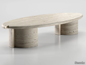 TAYMA X - Low oval stone coffee table _ Secolo