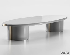 TAYMA - Oval low wooden coffee table _ Secolo