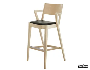 FLY - Wooden barstool with integrated cushion _ Sedex