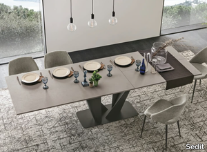 SILVER - Extending rectangular table with concrete top _ Sedit