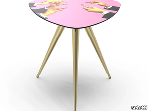 PINK LIPSTICKS - Triangular coffee table with MDF top and metal legs _ seletti