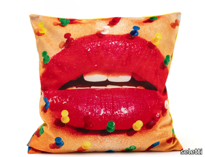 MOUTH WITH PINS - Square fabric cushion _ seletti