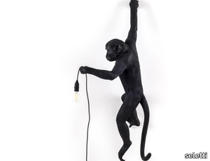 THE MONKEY LAMP BLACK HANGING - LED resin wall lamp _ seletti