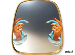 HANDS WITH SNAKES - Framed wall-mounted mirror _ seletti