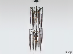 WATERFALL STRAW TWIN - Handmade bronze pendant lamp _ Serip