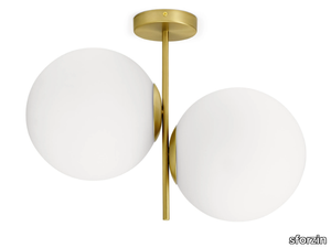 JUGEN 2 - Ceiling lamp in opal glass and metal _ sforzin