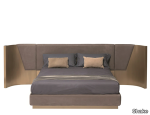 BOSTON - Leather double bed with upholstered headboard _ Shake