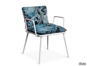 LIPARI - Upholstered fabric garden chair with armrests _ Sicis