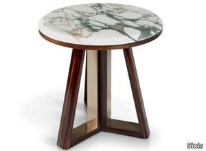 RAY - Round Calacatta marble and wood coffee table _ Sicis