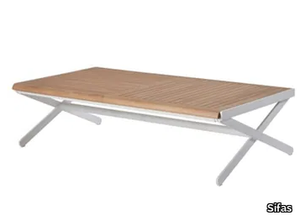 OSKAR - Low rectangular aluminium and wood coffee table _ Sifas