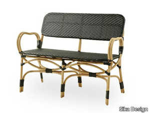 BISTRO - Rattan and ArtFibre® bench with back _ Sika Design