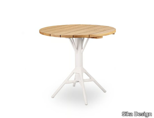 NICOLE - Round aluminium and wood table with 4-star base _ Sika Design