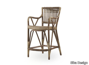 BLUES - High rattan stool with armrests _ Sika Design