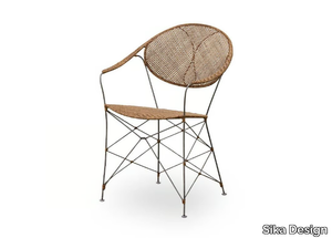 FUNKY - Steel and rattan chair with armrests _ Sika Design