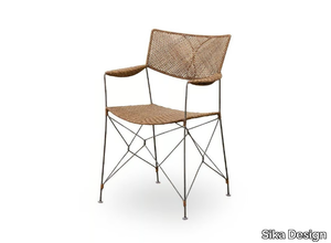 RAP - Steel and rattan chair with armrests _ Sika Design