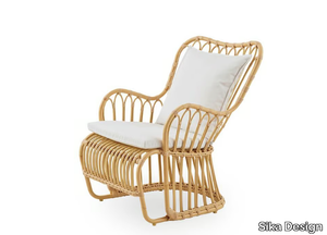 TULIP EXTERIOR - Garden lounge chair in Alu-Rattan and ArtFibre with integrated cushion _ Sika Design