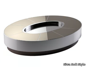 AVALON - Oval low metal coffee table with glass top _ Siwa Soft Style