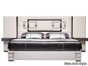 VERTIGO - Double bed with upholstered headboard and integrated nightstands _ Siwa Soft Style