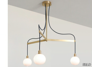 DRAPE ARM 3 - LED blown glass and brass pendant lamp _ SkLO