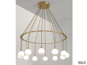 DRAPE CIRCLE 12 - LED glass and brass pendant lamp _ SkLO