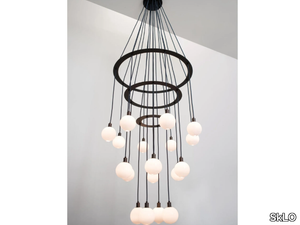 DRAPE CIRCLE 18 - LED glass and brass pendant lamp _ SkLO