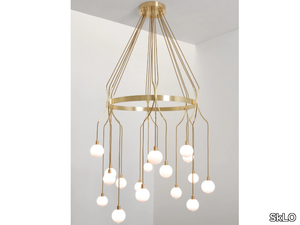 DRAPE SKIRT 15 - LED glass and brass chandelier _ SkLO