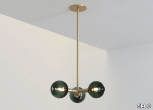 STEM 3X - LED blown glass and brass pendant lamp _ SkLO