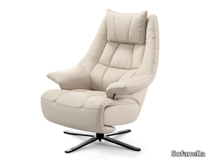 FLORENCE - Swivel leather armchair with armrests with 4-spoke base _ Sofanella