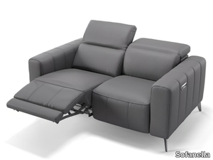 PALERMO - 2 seater leather sofa with footstool _ Sofanella