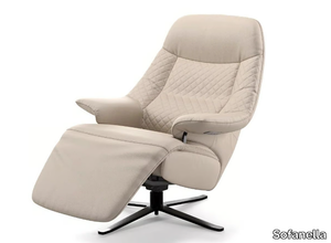 GRENADA - Swivel leather armchair with 4-spoke base with armrests _ Sofanella