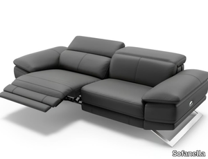 FERRARA - 3 seater sled base leather sofa _ Sofanella