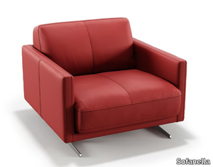 BELLANTE - Sled base relaxing leather armchair with armrests _ Sofanella