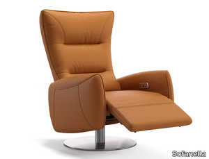 VENEZIA - Swivel leather armchair with armrests _ Sofanella