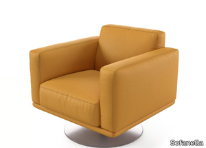 LENOLA - Swivel leather armchair with armrests _ Sofanella