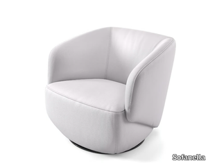 VIGO - Swivel leather armchair with armrests _ Sofanella