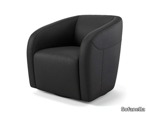 PESARO - Swivel leather armchair with armrests _ Sofanella