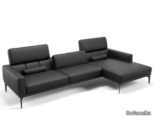 SALERNO - Leather sofa with chaise longue _ Sofanella