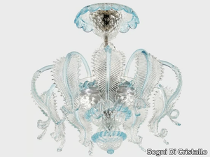 ATENA WITH LEAVES - Murano glass ceiling lamp _ Sogni Di Cristallo