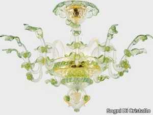 APOLLO DEI DOGI WITH LEAVES - Murano glass ceiling lamp _ Sogni Di Cristallo