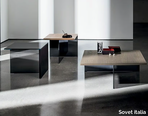 REGOLO - Square wood and glass coffee table _ Sovet italia