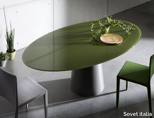 TOTEM - Oval crystal and stainless steel table _ Sovet italia