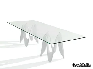 LAMBDA - Rectangular glass table _ Sovet italia