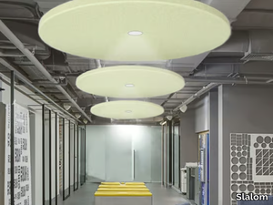 T-FRAME - Fireproof polyester fibre acoustic ceiling clouds with Integrated Lighting _ Slalom