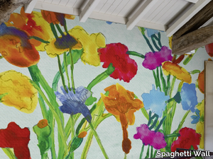 IN THE GARDEN WPN 1404 - Contemporary style cellulose fibre wallpaper with floral pattern _ Spaghetti Wall