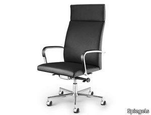 .TANO 020 - Swivel leather office chair with 5-Spoke base _ Spiegels